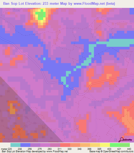 Ban Sop Lot,Thailand Elevation Map