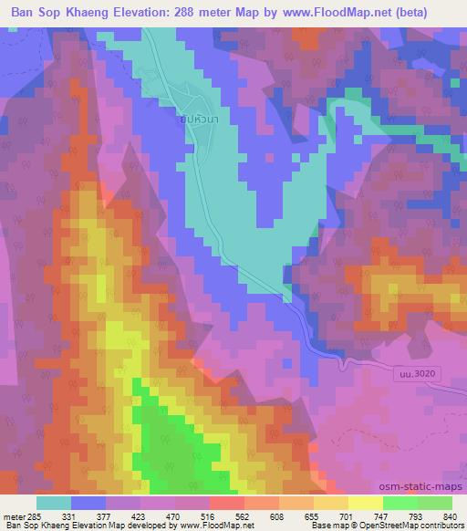 Ban Sop Khaeng,Thailand Elevation Map
