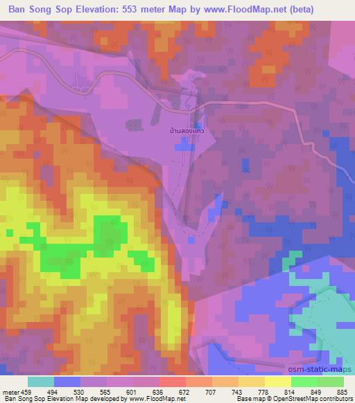 Ban Song Sop,Thailand Elevation Map