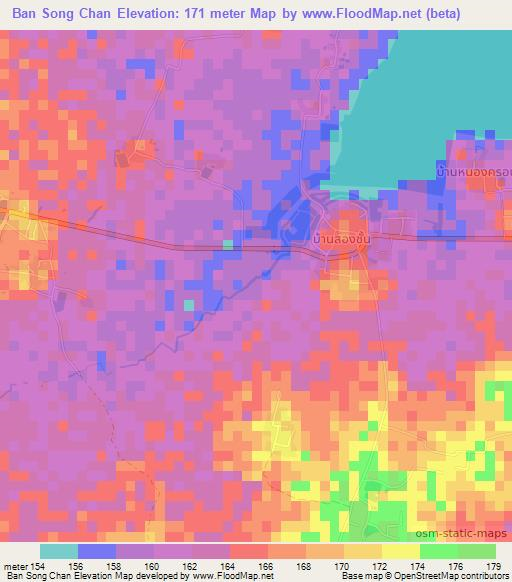 Ban Song Chan,Thailand Elevation Map