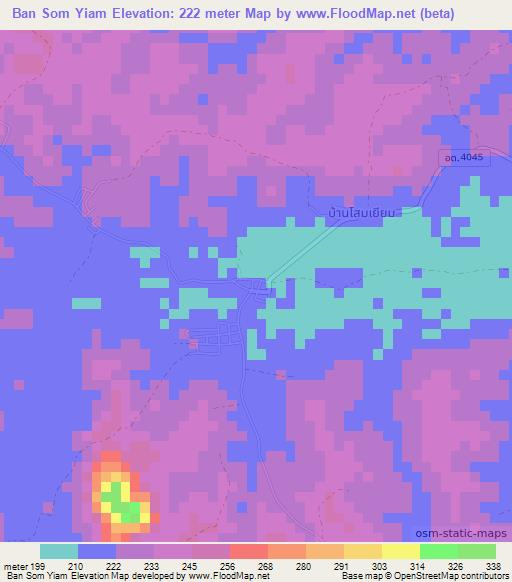 Ban Som Yiam,Thailand Elevation Map