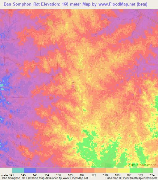 Ban Somphon Rat,Thailand Elevation Map