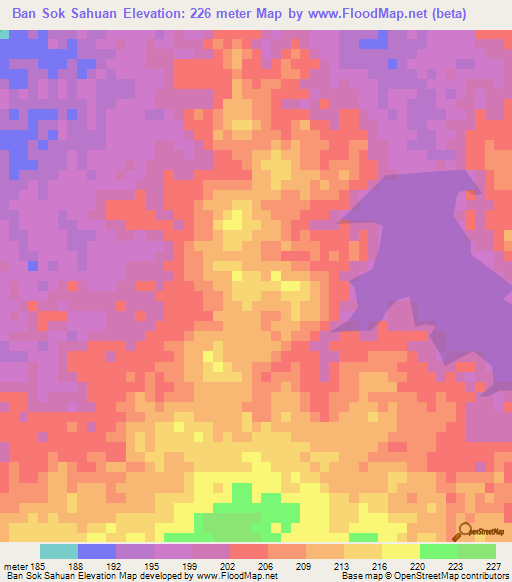Ban Sok Sahuan,Thailand Elevation Map