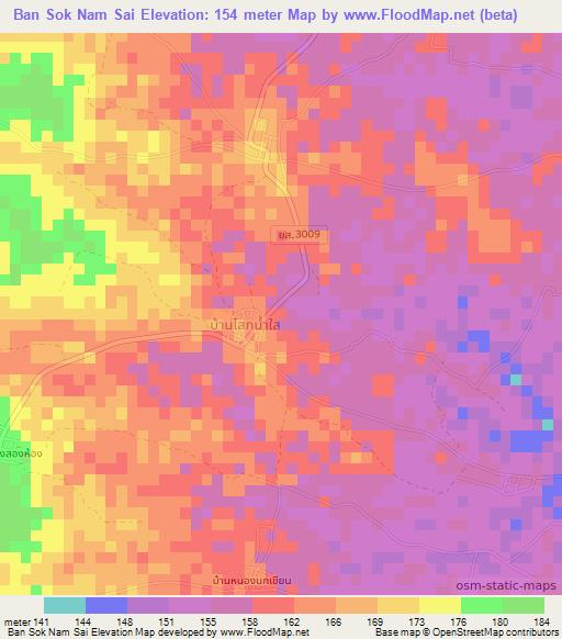 Ban Sok Nam Sai,Thailand Elevation Map