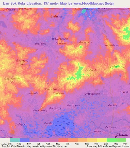 Ban Sok Kula,Thailand Elevation Map