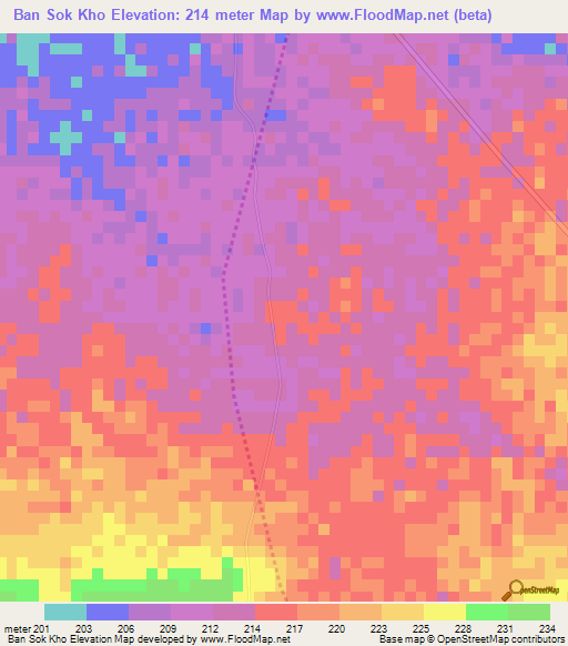 Ban Sok Kho,Thailand Elevation Map