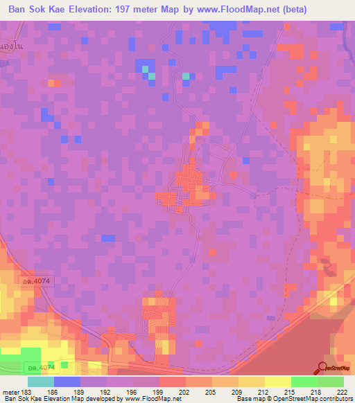 Ban Sok Kae,Thailand Elevation Map