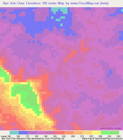 Ban Sok Chan,Thailand Elevation Map