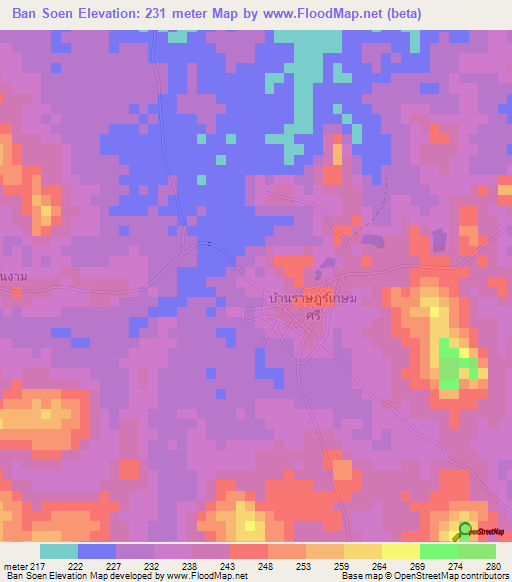 Ban Soen,Thailand Elevation Map