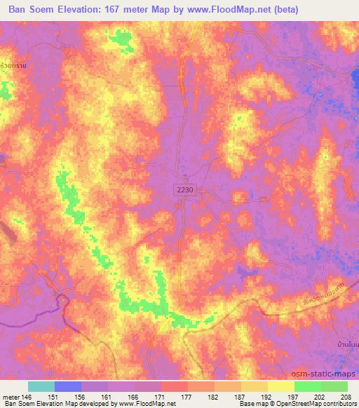 Ban Soem,Thailand Elevation Map