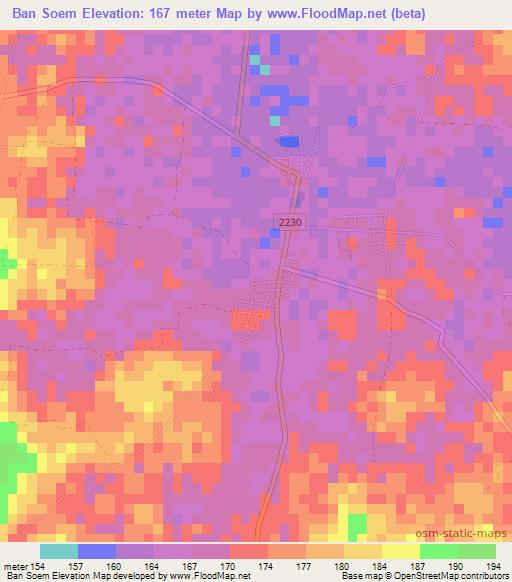 Ban Soem,Thailand Elevation Map