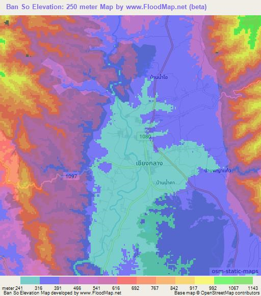 Ban So,Thailand Elevation Map
