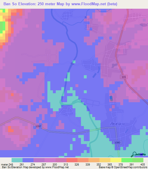 Ban So,Thailand Elevation Map
