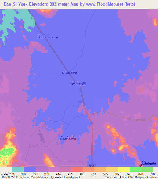 Ban Si Yaek,Thailand Elevation Map