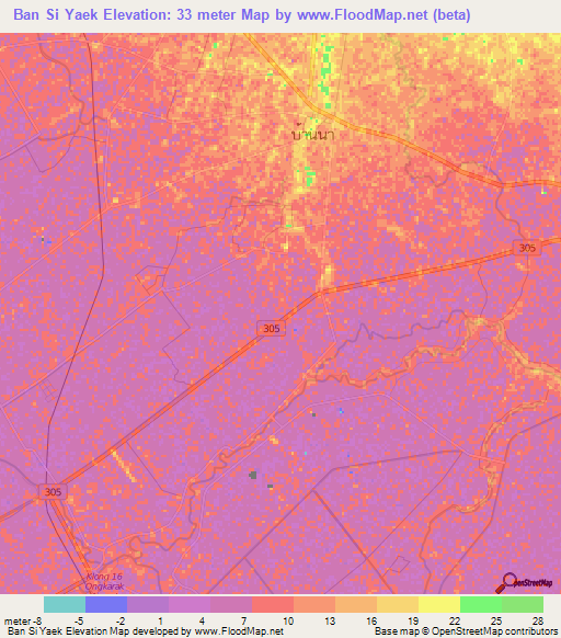 Ban Si Yaek,Thailand Elevation Map