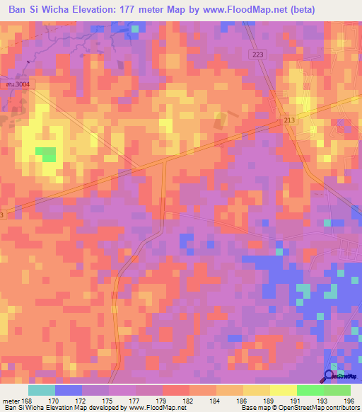 Ban Si Wicha,Thailand Elevation Map