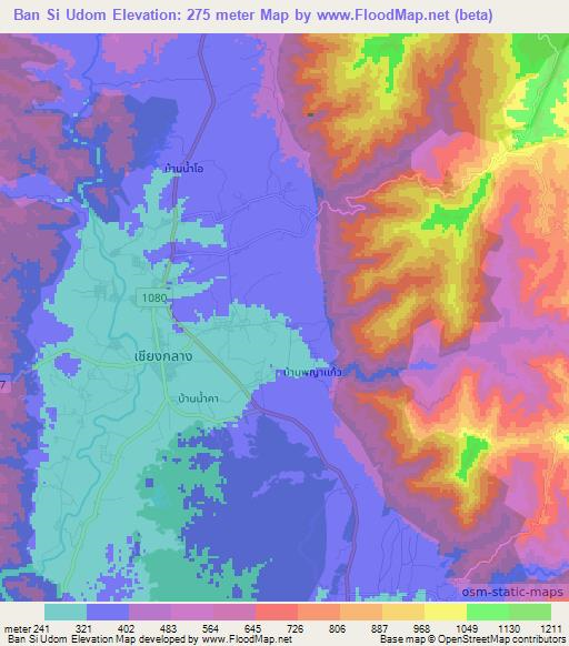Ban Si Udom,Thailand Elevation Map