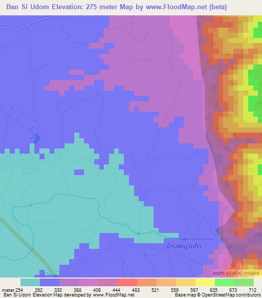 Ban Si Udom,Thailand Elevation Map