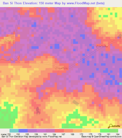 Ban Si Thon,Thailand Elevation Map