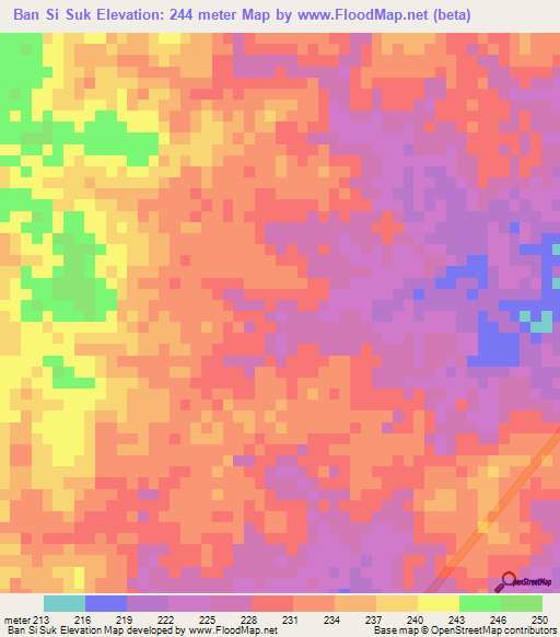 Ban Si Suk,Thailand Elevation Map