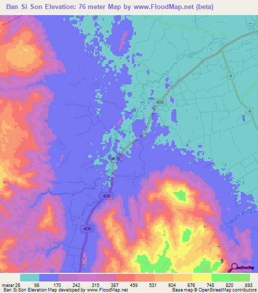 Ban Si Son,Thailand Elevation Map