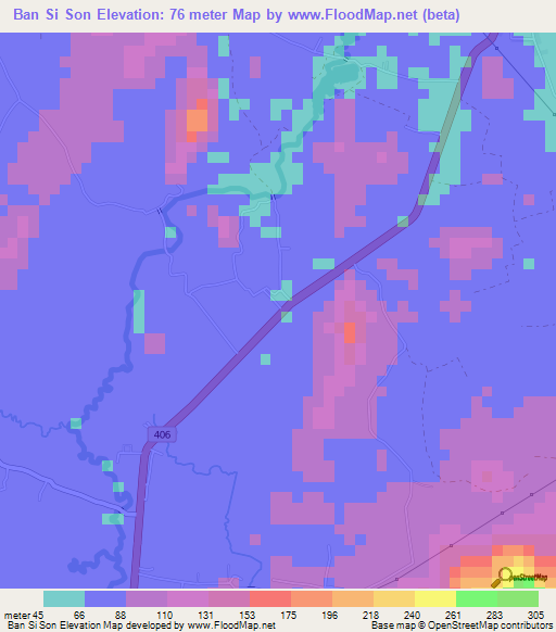 Ban Si Son,Thailand Elevation Map