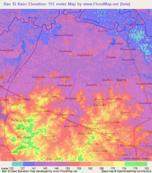 Ban Si Kaeo,Thailand Elevation Map