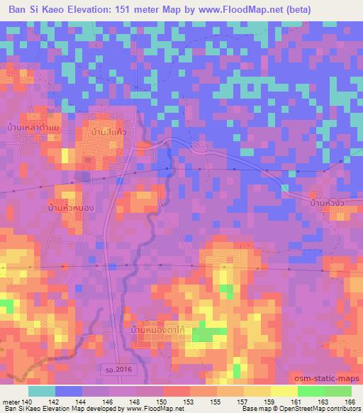 Ban Si Kaeo,Thailand Elevation Map