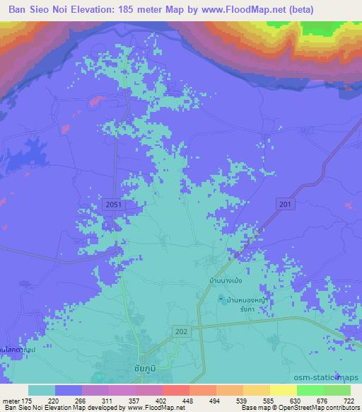 Ban Sieo Noi,Thailand Elevation Map