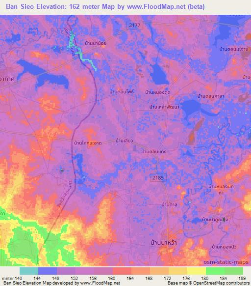 Ban Sieo,Thailand Elevation Map