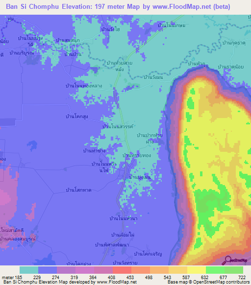 Ban Si Chomphu,Thailand Elevation Map