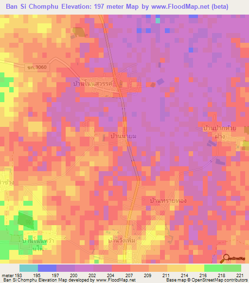 Ban Si Chomphu,Thailand Elevation Map
