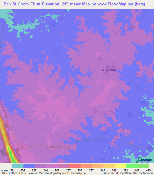 Ban Si Chom Chun,Thailand Elevation Map