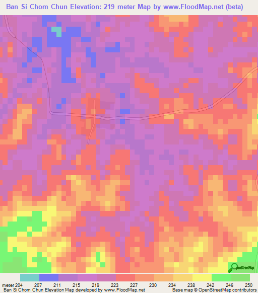 Ban Si Chom Chun,Thailand Elevation Map