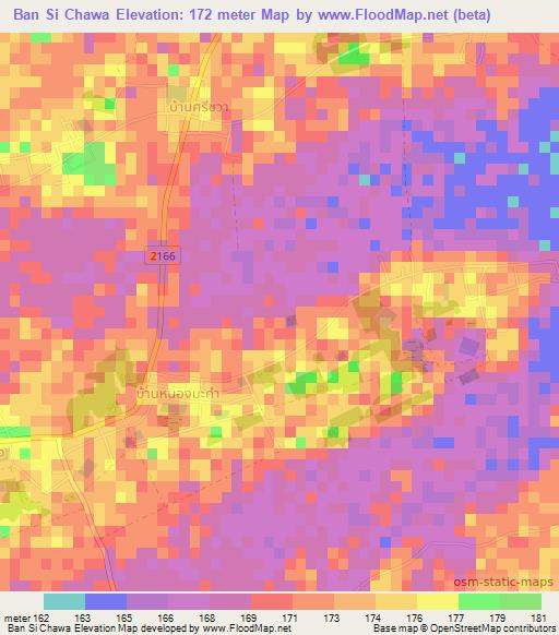 Ban Si Chawa,Thailand Elevation Map