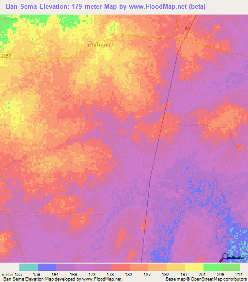 Ban Sema,Thailand Elevation Map