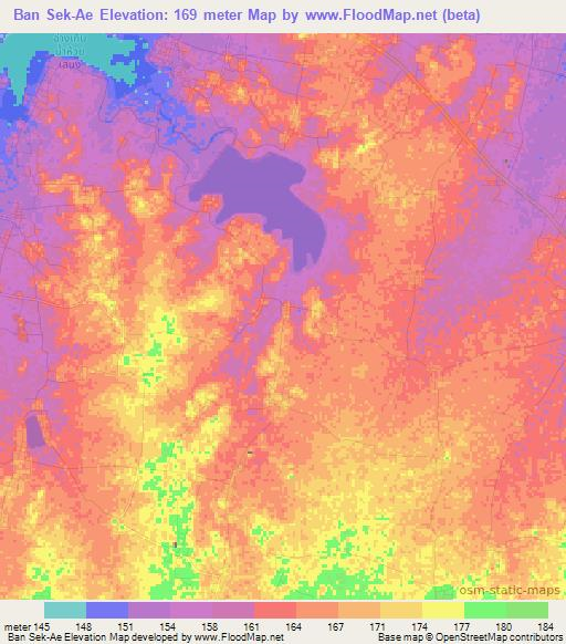 Ban Sek-Ae,Thailand Elevation Map