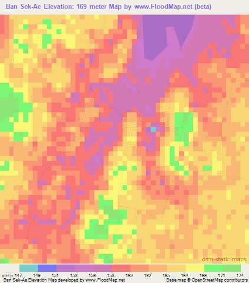 Ban Sek-Ae,Thailand Elevation Map