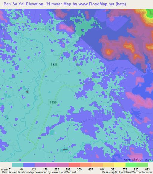 Ban Sa Yai,Thailand Elevation Map