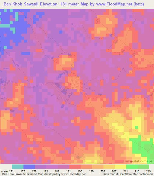 Ban Khok Sawatdi,Thailand Elevation Map