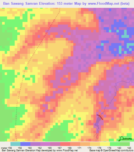 Ban Sawang Samran,Thailand Elevation Map