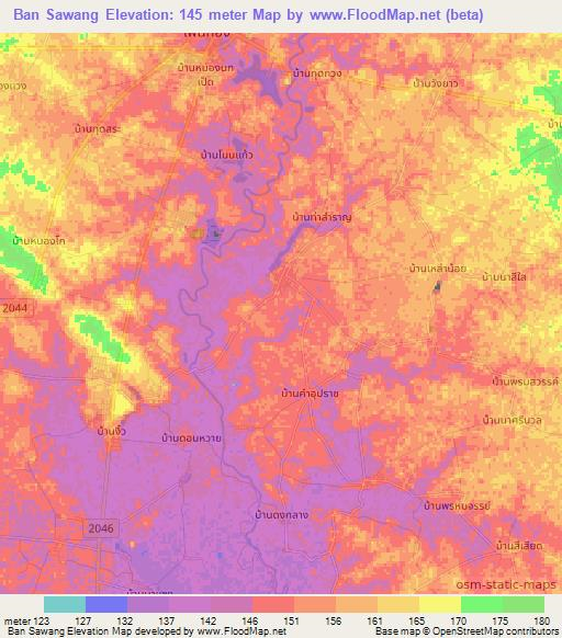 Ban Sawang,Thailand Elevation Map