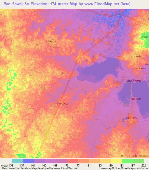 Ban Sawai So,Thailand Elevation Map