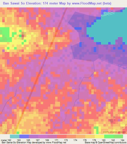 Ban Sawai So,Thailand Elevation Map