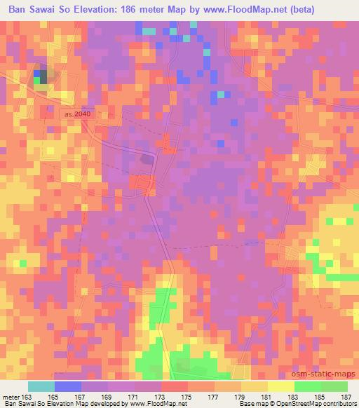 Ban Sawai So,Thailand Elevation Map