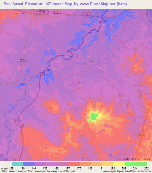 Ban Sawai,Thailand Elevation Map