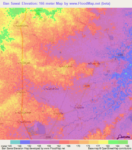 Ban Sawai,Thailand Elevation Map