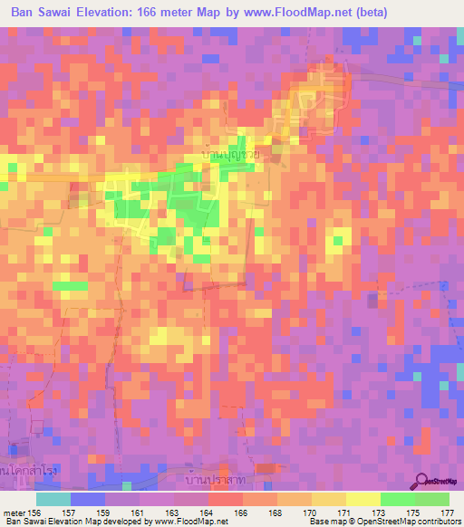 Ban Sawai,Thailand Elevation Map