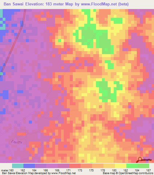 Ban Sawai,Thailand Elevation Map