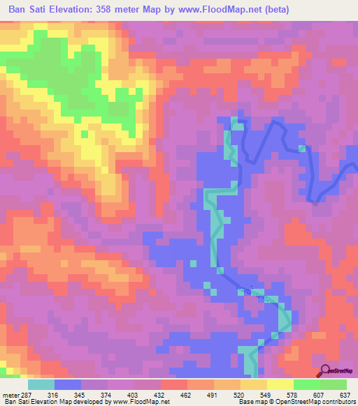Ban Sati,Thailand Elevation Map